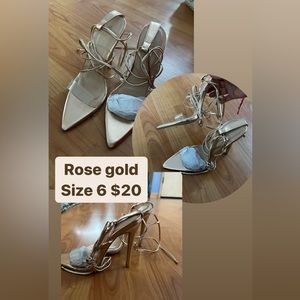 Rose Gold Strappy Stiletto Heels